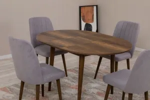Jedálenský set s rozkladacím stolom a stoličkami (5 kusov) Vina 0701 - Walnut, Grey