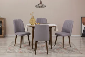 Jedálenský set s rozkladacím stolom a stoličkami (5 kusov) Vina 0701 - Walnut, Grey