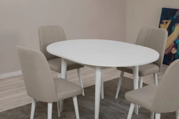 Jedálenský set s rozkladacím stolom a stoličkami (5 kusov) Vina 1005 5 - White, Cream