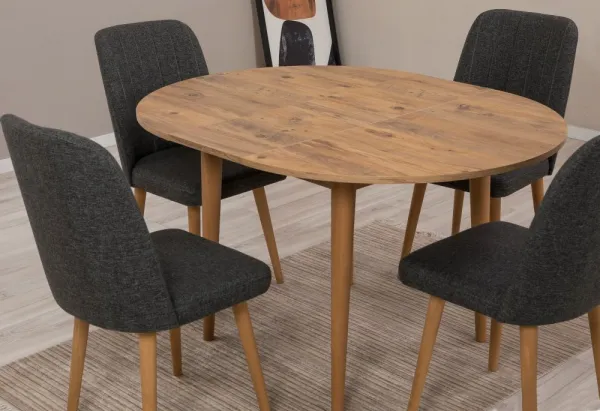 Jedálenský set s rozkladacím stolom a stoličkami (5 kusov) Vina 1053 - Atlantic Pine, Anthracite