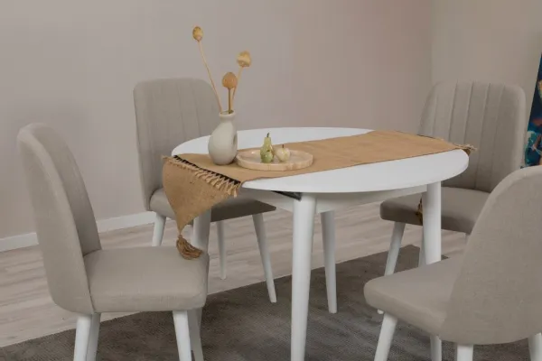 Jedálenský set s rozkladacím stolom a stoličkami (5 kusov) Vina 1005 5 - White, Cream