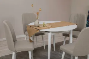 Jedálenský set s rozkladacím stolom a stoličkami (5 kusov) Vina 1005 5 - White, Cream