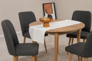Jedálenský set s rozkladacím stolom a stoličkami (5 kusov) Vina 1053 - Atlantic Pine, Anthracite