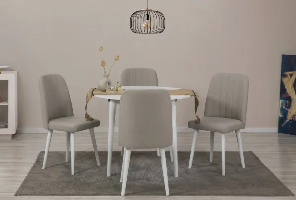 Jedálenský set s rozkladacím stolom a stoličkami (5 kusov) Vina 1005 5 - White, Cream