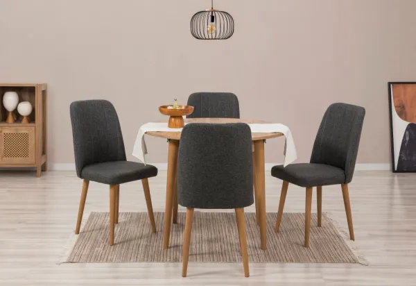 Jedálenský set s rozkladacím stolom a stoličkami (5 kusov) Vina 1053 - Atlantic Pine, Anthracite