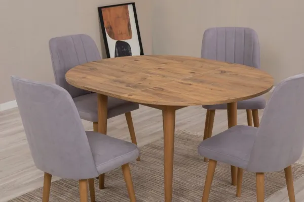 Jedálenský set s rozkladacím stolom a stoličkami (5 kusov) Vina 0701 - Atlantic Pine, Grey