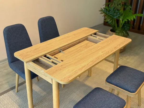 Jedálenský set s rozkladacím stolom a stoličkami (5 kusov) Vina Mini 02 1048 - Oak, Dark Blue