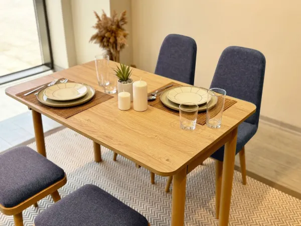 Jedálenský set s rozkladacím stolom a stoličkami (5 kusov) Vina Mini 02 1048 - Oak, Dark Blue