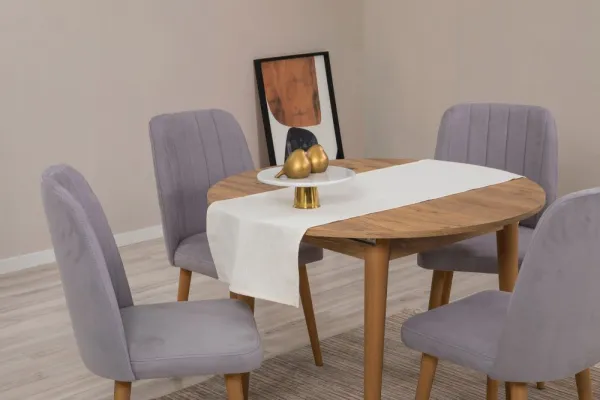 Jedálenský set s rozkladacím stolom a stoličkami (5 kusov) Vina 0701 - Atlantic Pine, Grey