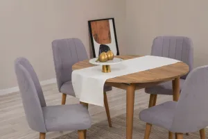 Jedálenský set s rozkladacím stolom a stoličkami (5 kusov) Vina 0701 - Atlantic Pine, Grey