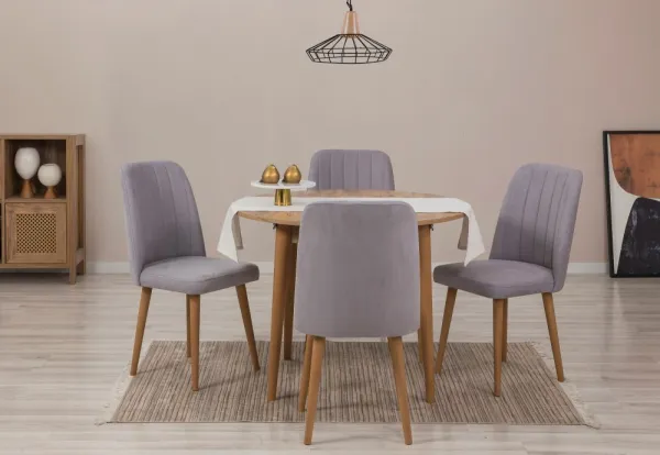 Jedálenský set s rozkladacím stolom a stoličkami (5 kusov) Vina 0701 - Atlantic Pine, Grey