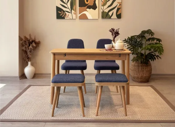 Jedálenský set s rozkladacím stolom a stoličkami (5 kusov) Vina Mini 02 1048 - Oak, Dark Blue