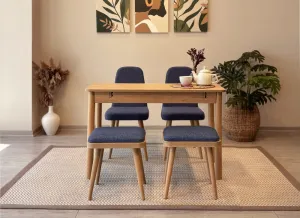 Jedálenský set s rozkladacím stolom a stoličkami (5 kusov) Vina Mini 02 1048 - Oak, Dark Blue