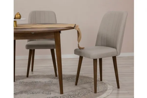 Jedálenský set s rozkladacím stolom a stoličkami (5 kusov) Vina 1005 - Walnut, Cream