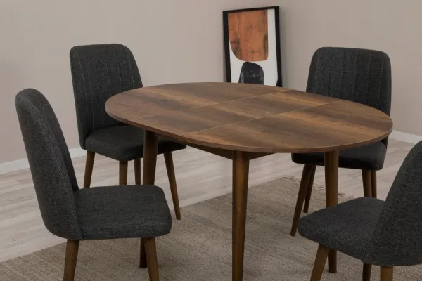 Jedálenský set s rozkladacím stolom a stoličkami (5 kusov) Vina 1053 - Anthracite, Walnut