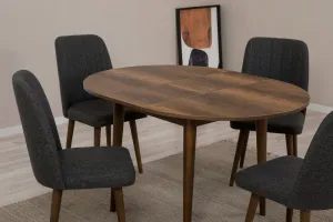 Jedálenský set s rozkladacím stolom a stoličkami (5 kusov) Vina 1053 - Anthracite, Walnut