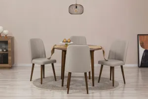 Jedálenský set s rozkladacím stolom a stoličkami (5 kusov) Vina 1005 - Walnut, Cream