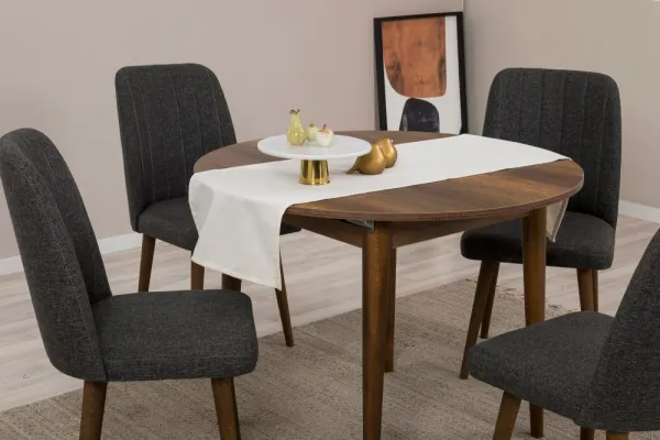 Jedálenský set s rozkladacím stolom a stoličkami (5 kusov) Vina 1053 - Anthracite, Walnut