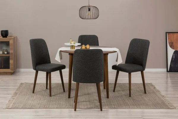 Jedálenský set s rozkladacím stolom a stoličkami (5 kusov) Vina 1053 - Anthracite, Walnut