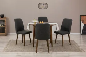 Jedálenský set s rozkladacím stolom a stoličkami (5 kusov) Vina 1053 - Anthracite, Walnut