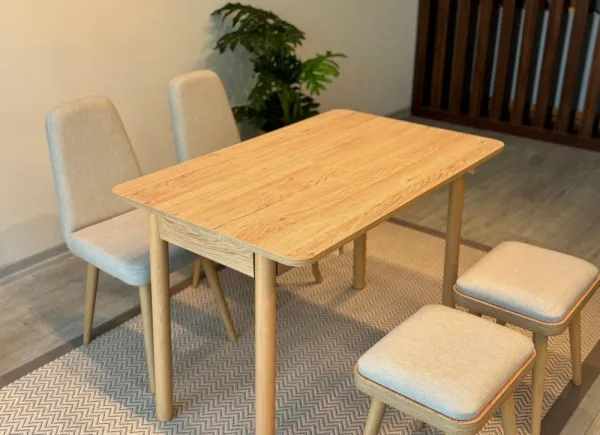 Jedálenský set s rozkladacím stolom a stoličkami (5 kusov) Vina Mini 02 1005 - Oak, Cream