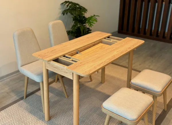 Jedálenský set s rozkladacím stolom a stoličkami (5 kusov) Vina Mini 02 1005 - Oak, Cream