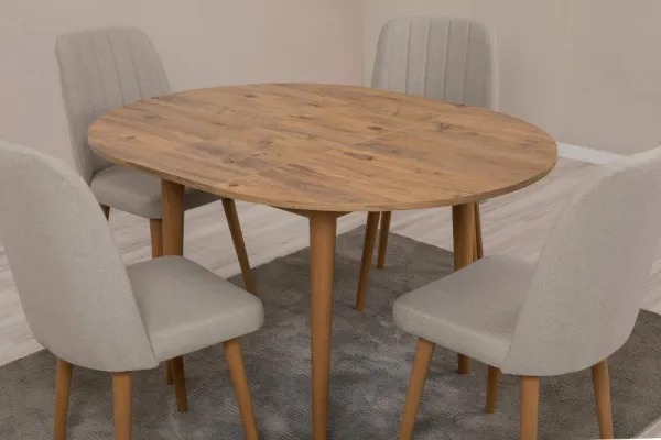 Jedálenský set s rozkladacím stolom a stoličkami (5 kusov) Vina 1005 - Atlantic Pine, Cream