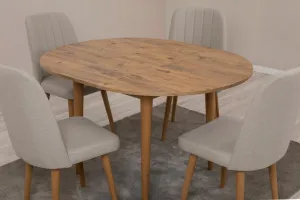Jedálenský set s rozkladacím stolom a stoličkami (5 kusov) Vina 1005 - Atlantic Pine, Cream