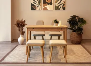 Jedálenský set s rozkladacím stolom a stoličkami (5 kusov) Vina Mini 02 1005 - Oak, Cream