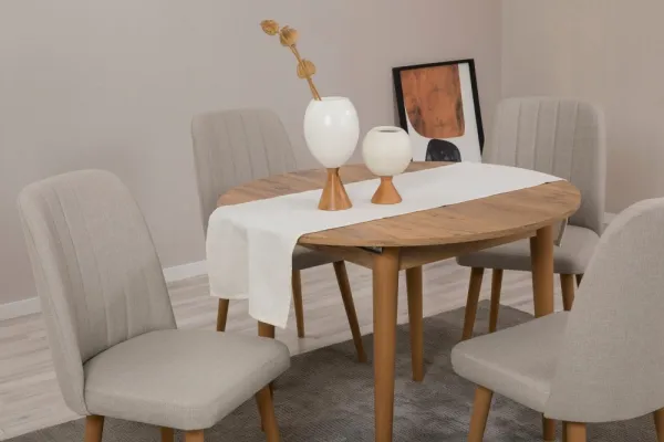Jedálenský set s rozkladacím stolom a stoličkami (5 kusov) Vina 1005 - Atlantic Pine, Cream