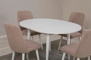 Jedálenský set s rozkladacím stolom a stoličkami (5 kusov) Vina 0900 - White, Stone