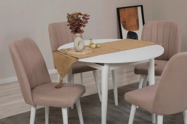 Jedálenský set s rozkladacím stolom a stoličkami (5 kusov) Vina 0900 - White, Stone