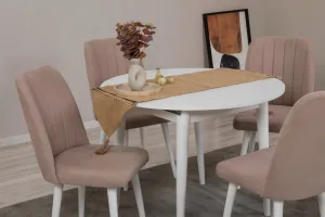 Jedálenský set s rozkladacím stolom a stoličkami (5 kusov) Vina 0900 - White, Stone