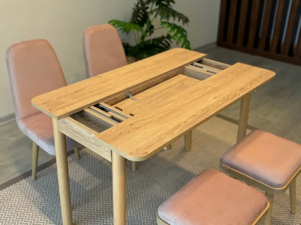 Jedálenský set s rozkladacím stolom a stoličkami (5 kusov) Vina Mini 02 0900 - Oak, Stone