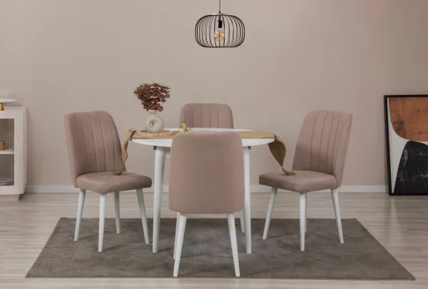 Jedálenský set s rozkladacím stolom a stoličkami (5 kusov) Vina 0900 - White, Stone