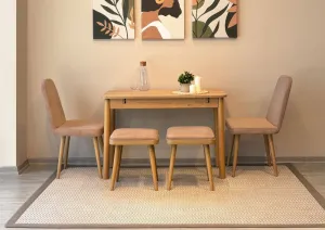 Jedálenský set s rozkladacím stolom a stoličkami (5 kusov) Vina Mini 02 0900 - Oak, Stone