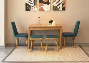 Jedálenský set s rozkladacím stolom a stoličkami (5 kusov) Vina Mini 02 1070 - Oak, Green