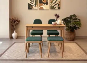 Jedálenský set s rozkladacím stolom a stoličkami (5 kusov) Vina Mini 02 1070 - Oak, Green