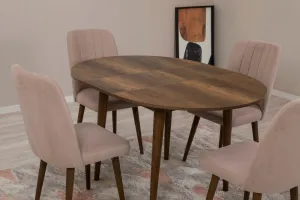 Jedálenský set s rozkladacím stolom a stoličkami (5 kusov) Vina 0900 - Walnut, Stone