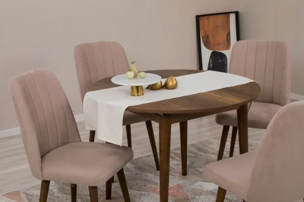 Jedálenský set s rozkladacím stolom a stoličkami (5 kusov) Vina 0900 - Walnut, Stone