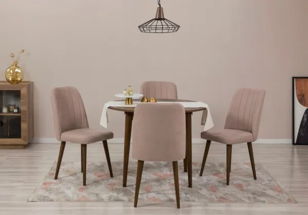 Jedálenský set s rozkladacím stolom a stoličkami (5 kusov) Vina 0900 - Walnut, Stone