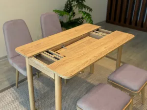 Jedálenský set s rozkladacím stolom a stoličkami (5 kusov) Vina Mini 02 0701 - Oak, Soho Grey