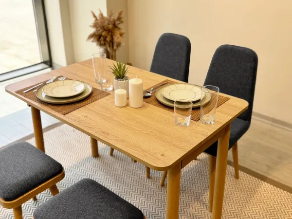 Jedálenský set s rozkladacím stolom a stoličkami (5 kusov) Vina Mini 02 1053 - Oak, Anthracite