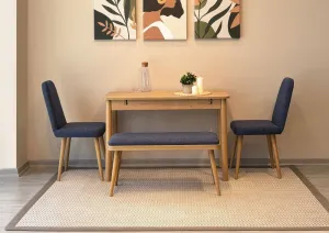 Jedálenský set s rozkladacím stolom a stoličkami (4 kusy) Vina Mini 01 1048 - Oak, Dark Blue