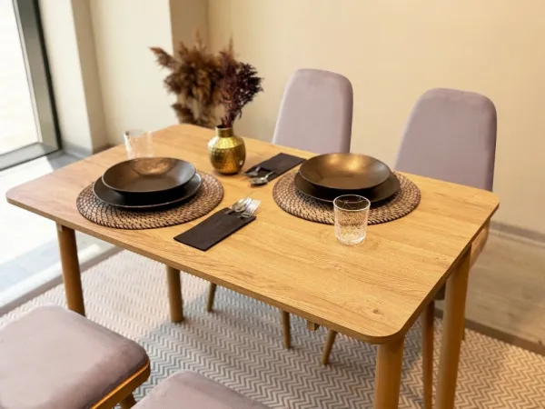 Jedálenský set s rozkladacím stolom a stoličkami (5 kusov) Vina Mini 02 0701 - Oak, Soho Grey