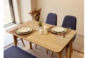 Jedálenský set s rozkladacím stolom a stoličkami (4 kusy) Vina Mini 01 1048 - Oak, Dark Blue