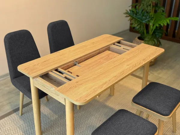 Jedálenský set s rozkladacím stolom a stoličkami (5 kusov) Vina Mini 02 1053 - Oak, Anthracite