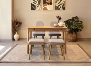 Jedálenský set s rozkladacím stolom a stoličkami (5 kusov) Vina Mini 02 0701 - Oak, Soho Grey