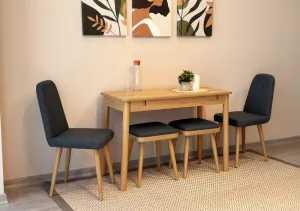 Jedálenský set s rozkladacím stolom a stoličkami (5 kusov) Vina Mini 02 1053 - Oak, Anthracite