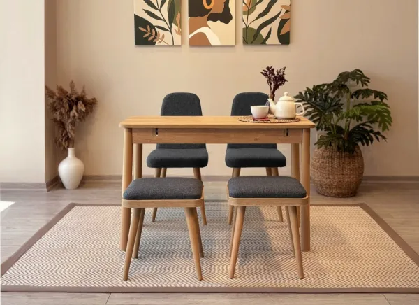 Jedálenský set s rozkladacím stolom a stoličkami (5 kusov) Vina Mini 02 1053 - Oak, Anthracite
